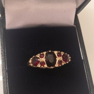 Vintage Garnet 9ct Gold Ring, sz 10.5